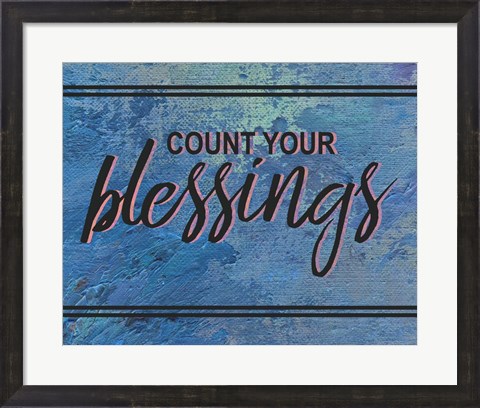 Framed Count Your Blessing-Blue Print