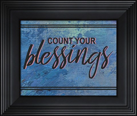 Framed Count Your Blessing-Blue Print