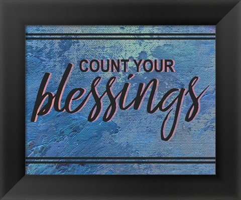 Framed Count Your Blessing-Blue Print