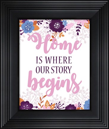 Framed Home Is Where Our Story Begins-Pink Floral Print