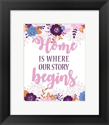 Framed Home Is Where Our Story Begins-Pink Floral Print