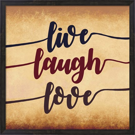 Framed Live Laugh Love-Aged Script Print