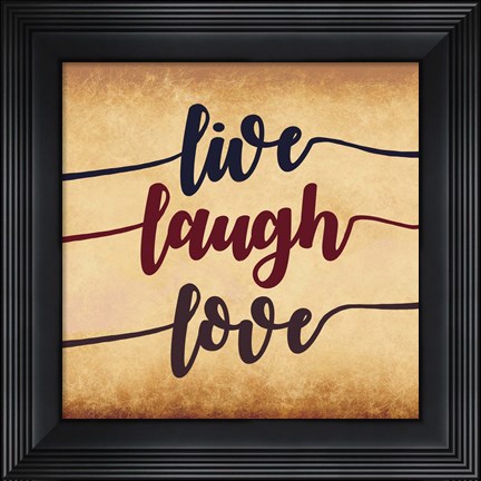 Framed Live Laugh Love-Aged Script Print