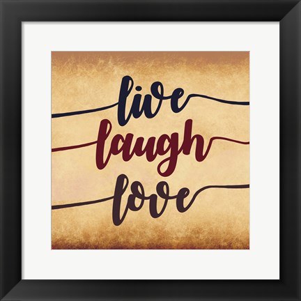 Framed Live Laugh Love-Aged Script Print
