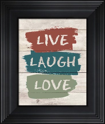 Framed live Laugh Love-Wood Print