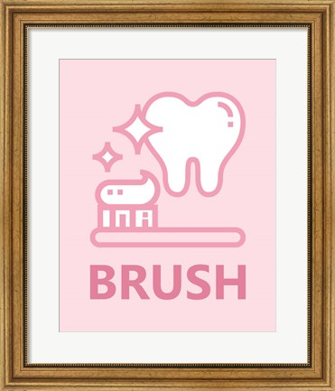 Framed Girl&#39;s Bathroom Task-Brush Print