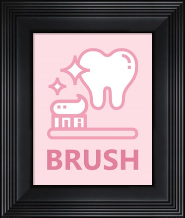 Framed Girl&#39;s Bathroom Task-Brush Print