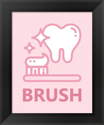 Framed Girl&#39;s Bathroom Task-Brush Print