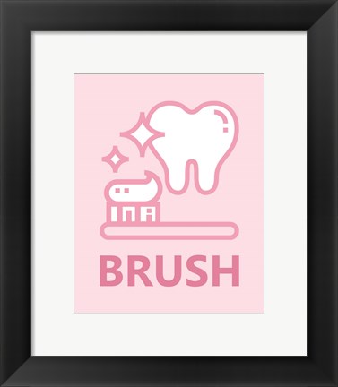 Framed Girl&#39;s Bathroom Task-Brush Print