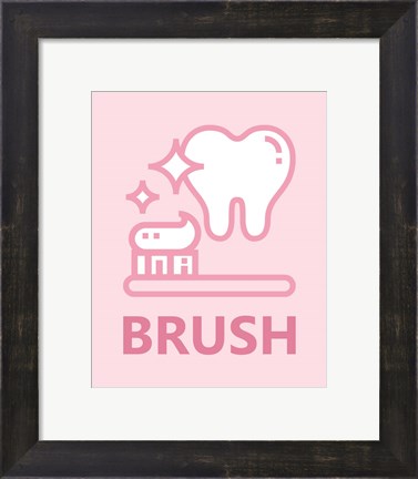 Framed Girl&#39;s Bathroom Task-Brush Print