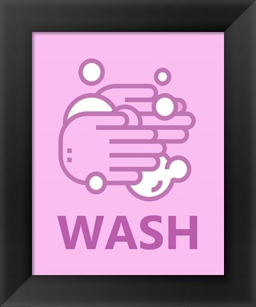 Framed Girl&#39;s Bathroom Task-Wash Print