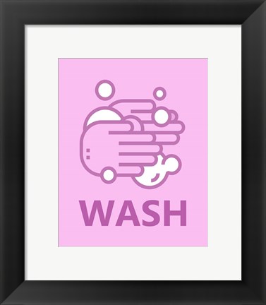 Framed Girl&#39;s Bathroom Task-Wash Print