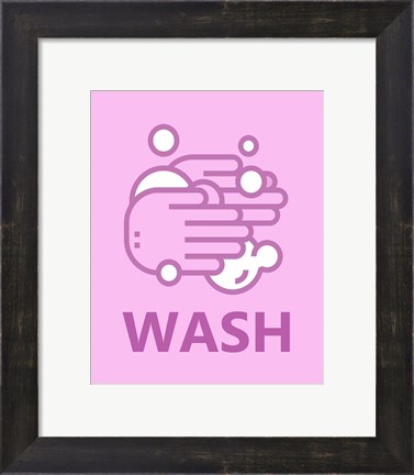Framed Girl&#39;s Bathroom Task-Wash Print