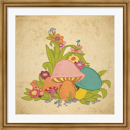 Framed Colorful Mushrooms Print
