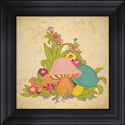 Framed Colorful Mushrooms Print