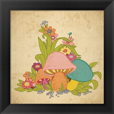 Framed Colorful Mushrooms Print