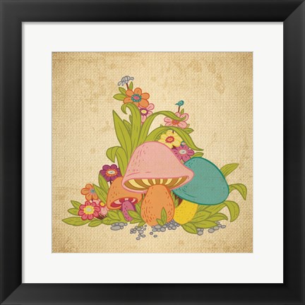 Framed Colorful Mushrooms Print