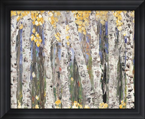 Framed Yellow Leaf Birch Trees Print