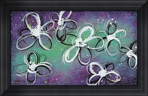 Framed Mod Flowers in Purple Print