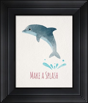 Framed Make a Splash Dolphin White Print