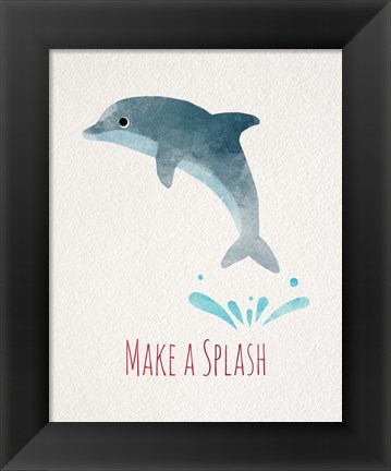 Framed Make a Splash Dolphin White Print