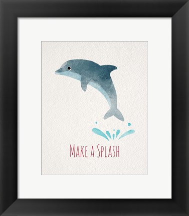 Framed Make a Splash Dolphin White Print