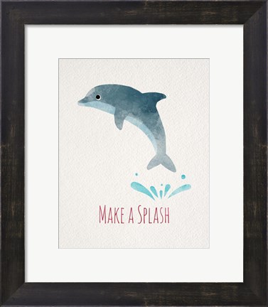 Framed Make a Splash Dolphin White Print