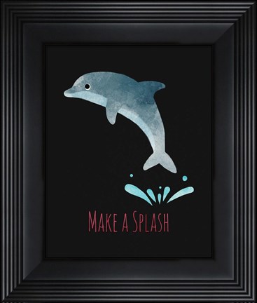 Framed Make a Splash Dolphin Black Print