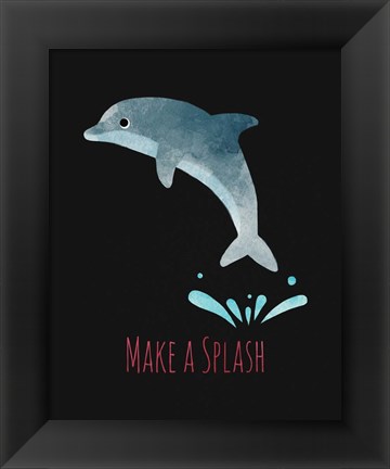 Framed Make a Splash Dolphin Black Print