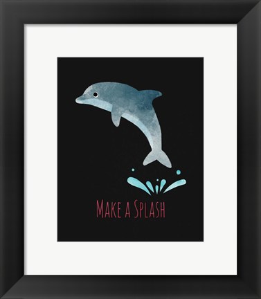 Framed Make a Splash Dolphin Black Print