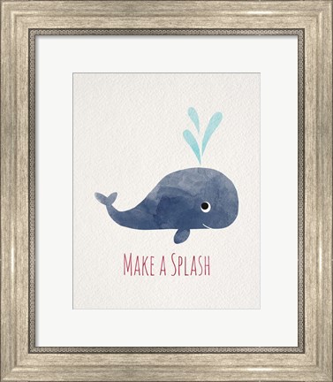 Framed Make a Splash Whale White Print