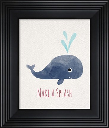 Framed Make a Splash Whale White Print