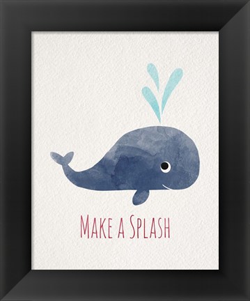 Framed Make a Splash Whale White Print