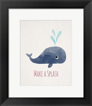 Framed Make a Splash Whale White Print