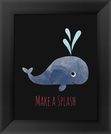 Framed Make a Splash Whale Black Print