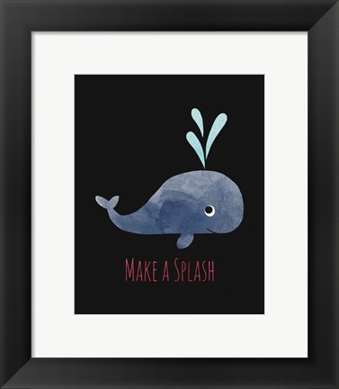 Framed Make a Splash Whale Black Print