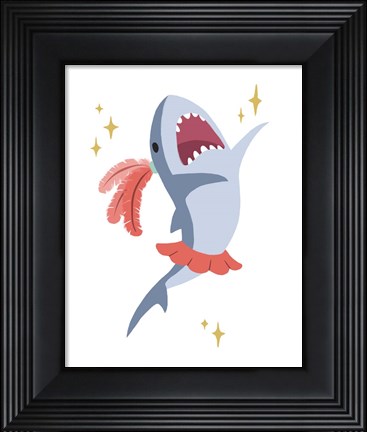 Framed Wash Brush Floss Flush Shark Coral Part I Print