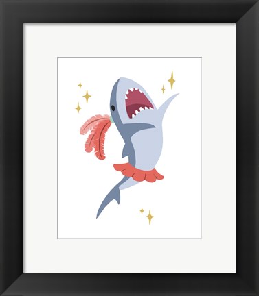 Framed Wash Brush Floss Flush Shark Coral Part I Print
