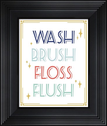 Framed Wash Brush Floss Flush Shark Coral Part II Print