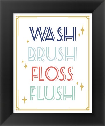 Framed Wash Brush Floss Flush Shark Coral Part II Print