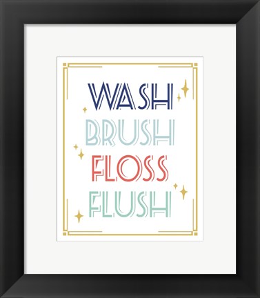 Framed Wash Brush Floss Flush Shark Coral Part II Print