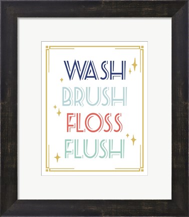 Framed Wash Brush Floss Flush Shark Coral Part II Print