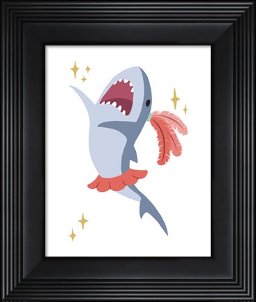 Framed Wash Brush Floss Flush Shark Coral Part III Print