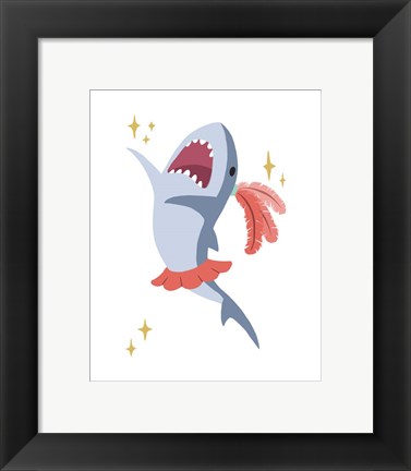 Framed Wash Brush Floss Flush Shark Coral Part III Print