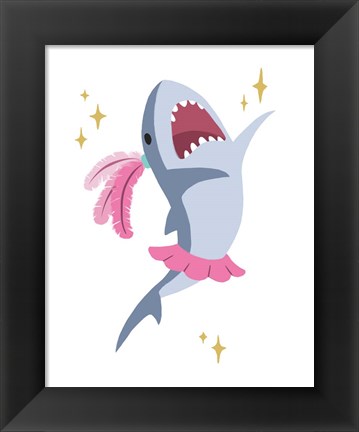 Framed Wash Brush Floss Flush Shark Pink Part I Print