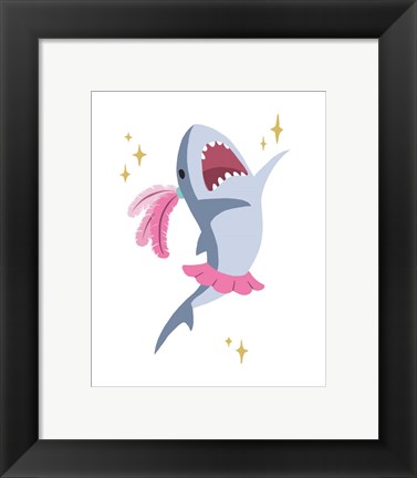 Framed Wash Brush Floss Flush Shark Pink Part I Print