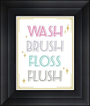 Framed Wash Brush Floss Flush Shark Pink Part II Print
