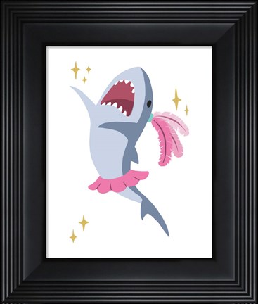 Framed Wash Brush Floss Flush Shark Pink Part III Print
