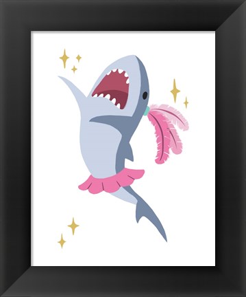 Framed Wash Brush Floss Flush Shark Pink Part III Print