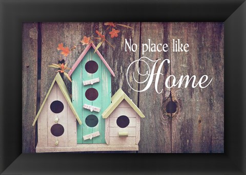 Framed No Place Like Home Bird Houses Print